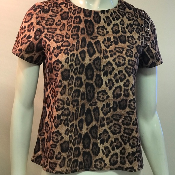 the blog Tops - The Blog Leopard Studded Print Shirt